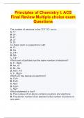 Principles of Chemistry I: ACS Final Review Multiple choice exam Questions