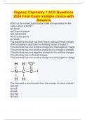 Organic Chemistry 1 ACS Questions 2024 Final Exam multiple choice with Answers