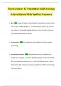 Transcription & Translation AQA biology A-level Exam With Verified Answers