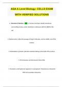 AQA A Level Biology: CELLS EXAM WITH VERIFIED SOLUTIONS