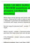 NURS 120 MED SURG: QUIZ 2 REVIEW questions and answers (verified for accuracy)