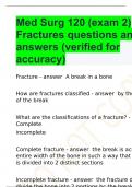 Med Surg 120 (exam 2) Fractures questions and answers (verified for accuracy)