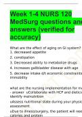Week 1-4 NURS 120 MedSurg questions and answers (verified for accuracy)