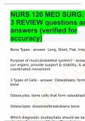 NURS 120 MED SURG: QUIZ 3 REVIEW questions and answers (verified for accuracy)