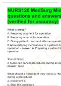 NURS120 MedSurg Midterm questions and answers (verified for accuracy)
