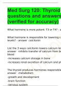 Med Surg 120: Thyroid questions and answers (verified for accuracy)