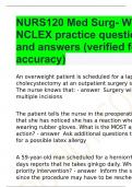 NURS120 Med Surg- Week 1 NCLEX practice questions and answers (verified for accuracy)