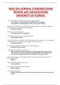 BIOD 201 GENERAL STANDARD EXAM REVIEW with 100 QUESTIONS UNIVERSITY OF FLORIDA.