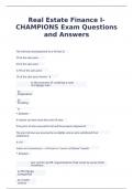 Real Estate Finance I-CHAMPIONS Exam| 60 Questions and Answers 2024/2025