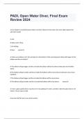 PADI, Open Water Diver, Final Exam Review 2024