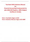 Test Bank with Solutions Manual for Financial Accounting Fundamentals 4th Edition By John Wild (All Chapters, 100% Original Verified, A+ Grade)