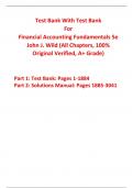 Test Bank with Solutions Manual for Financial Accounting Fundamentals 5th Edition By John J. Wild (All Chapters, 100% Original Verified, A+ Grade)
