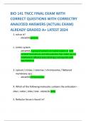 BIO 141 TNCC FINAL EXAM WITH  CORRECT QUESTIONS WITH CORRECTRY  ANALYZED ANSWERS (ACTUAL EXAM)  ALREADY GRADED A+ LATEST 2024 