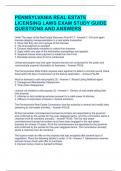 PENNSYLVANIA REAL ESTATE LICENSING LAWS EXAM STUDY GUIDE QUESTIONS AND ANSWERS