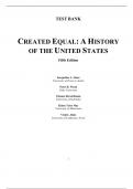 Test Bank for Created Equal A History of the United States, Combined Volume, 5th Edition Jones (All Chapters included)