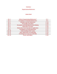 Summary Organizational Behaviour