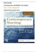 Test Bank - Contemporary Nursing Issues, Trends, & Management 9th Edition ( Barbara Cherry, 2022), All Chapters|| Latest Edition