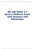 NR 546 Week 1-7 Quiz’s| Midterm Exam with Answers and Rationales 2024
