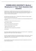 SEMMELWEIS UNIVERSITY, Medical Biophysics II. Final  Exam Question And Answers
