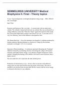 Semmelweis University Medical Biophysics II. Final - Theory topics
