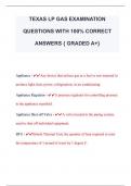 TEXAS LP GAS EXAMINATION  QUESTIONS WITH 100% CORRECT  ANSWERS { GRADED A+} 