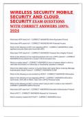 WIRELESS SECURITY MOBILE SECURITY AND CLOUD SECURITY EXAM QUESTIONS WITH CORRECT ANSWERS 100% 2024