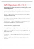 NUR 315 Vocabulary- Ch. 1, 14, 18 Questions And Answers Graded A+