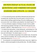OB PEDS FISDAP ACTUAL EXAM 100 QUESTIONS AND VERIFIED DETAILED ANSWERS 2024 UPDATE.