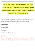 NGN PN MENTAL HEALTH ONLINE PRACTICE EXAM 50 QUESTIONS AND VERIFIED ANSWERS WITH VERIFIED ANSWERS