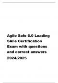 Agile Safe 6.0 Leading SAFe Certification Exam with questions and correct answers  2024/2025