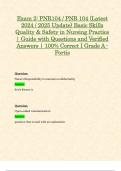 Exam 2: PNR104 / PNR 104 (Latest 2024 / 2025 Update) Basic Skills Quality & Safety in Nursing Practice | Guide with Questions and Verified Answers | 100% Correct | Grade A - Fortis