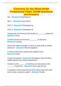 Chemistry for the Allied Health Professional FINAL EXAM Questions and Answers