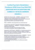 Certified Psychiatric Rehabilitation  Practitioner (CPRP) Exam Prep PRACTICE  QUESTIONS WITH 80 QUESTIONS AND  CORRECTLY DETAILED ANSWERS  GRADED A