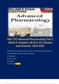 NSG 533 Advanced Pharmacology Test 1 Week 4/ Chapters 38,40 & 41/ Quizzes and Answers/ . 