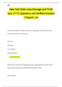 New York State Auto Damage and Theft  quiz 17-71 Questions and Verified Answers  | Passed | A+