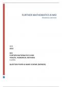 OCR 2023  GCE FURTHER MATHEMATICS B MEI Y434/01: NUMERICAL METHODS A LEVEL  QUESTION PAPER & MARK SCHEME (MERGED)