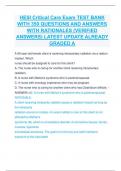 HESI Critical Care Exam TEST BANK  WITH 350 QUESTIONS AND ANSWERS WITH RATIONALES (VERIFIED  ANSWERS) LATEST UPDATE ALREADY  GRADED A