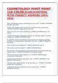 COSMETOLOGY PIVOT POINT 110 COLOR EXAM QUESTIONS WITH CORRECT ANSWERS 100% 2024