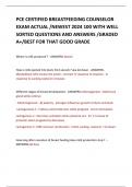 PCE CERTIFIED BREASTFEEDING COUNSELOR EXAM ACTUAL /NEWEST 2024 100 WITH WELL SORTED QUESTIONS AND ANSWERS /GRADED A+/BEST FOR THAT GOOD GRADE 