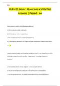 NUR 425 Exam 1 Questions and Verified  Answers | Passed | A+