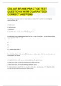 CDL AIR BRAKE PRACTICE TEST QUESTIONS WITH GUARANTEED CORRECT ANSWERS