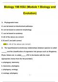 Biology 198 KSU (Module 1 Biology and Evolution) Questions with 100% Correct Answers | Verified | Latest Update