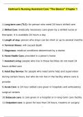 Hartman's CNA Nursing Assistant Care The Basics Chapter 1 Questions with 100% Correct Answers | Verified | Latest Update