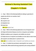 Hartman's CNA Nursing Assistant Care Chapter's 1-3 Exam Questions with 100% Correct Answers | Verified | Latest Update