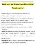 Hartman's CNA Nursing Assistant Care Long-Term Care Ch. 1 Questions with 100% Correct Answers | Verified | Latest Update
