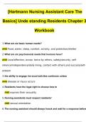 Hartmann Nursing Assistant Care The Basics Chapter 3 Workbook Understanding Residents  Questions with 100% Correct Answers | Verified | Latest Update