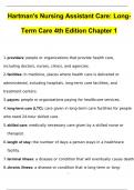 Hartman's CNA Nursing Assistant Care Long-Term Care 4th Edition Chapter 1 Questions with 100% Correct Answers | Verified | Latest Update