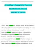 CEHRS Exam Review Exam 2024 Expected Questions and Answers (Verified by Expert)