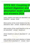 CPPS 303: Coupling of nutrient digestion and absorption exam questions and answers 2024