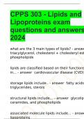 CPPS 303 - Lipids and Lipoproteins exam questions and answers 2024